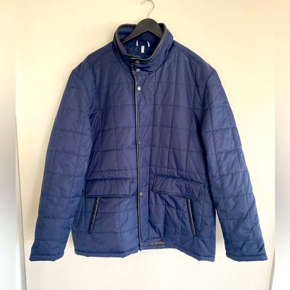 Cole Haan Men’s Quilted Puffer Jacket - Navy Blue & Black - Size XXL